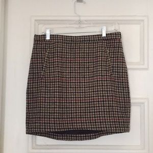 J. Crew houndstooth plaid wool skirt